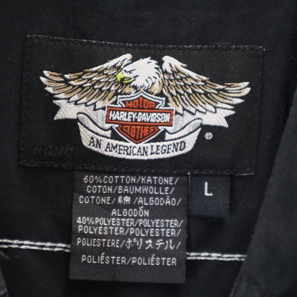 HARLEY DAVIDSON Back print Short sleeve Button down shirt L Black series Men's Used
