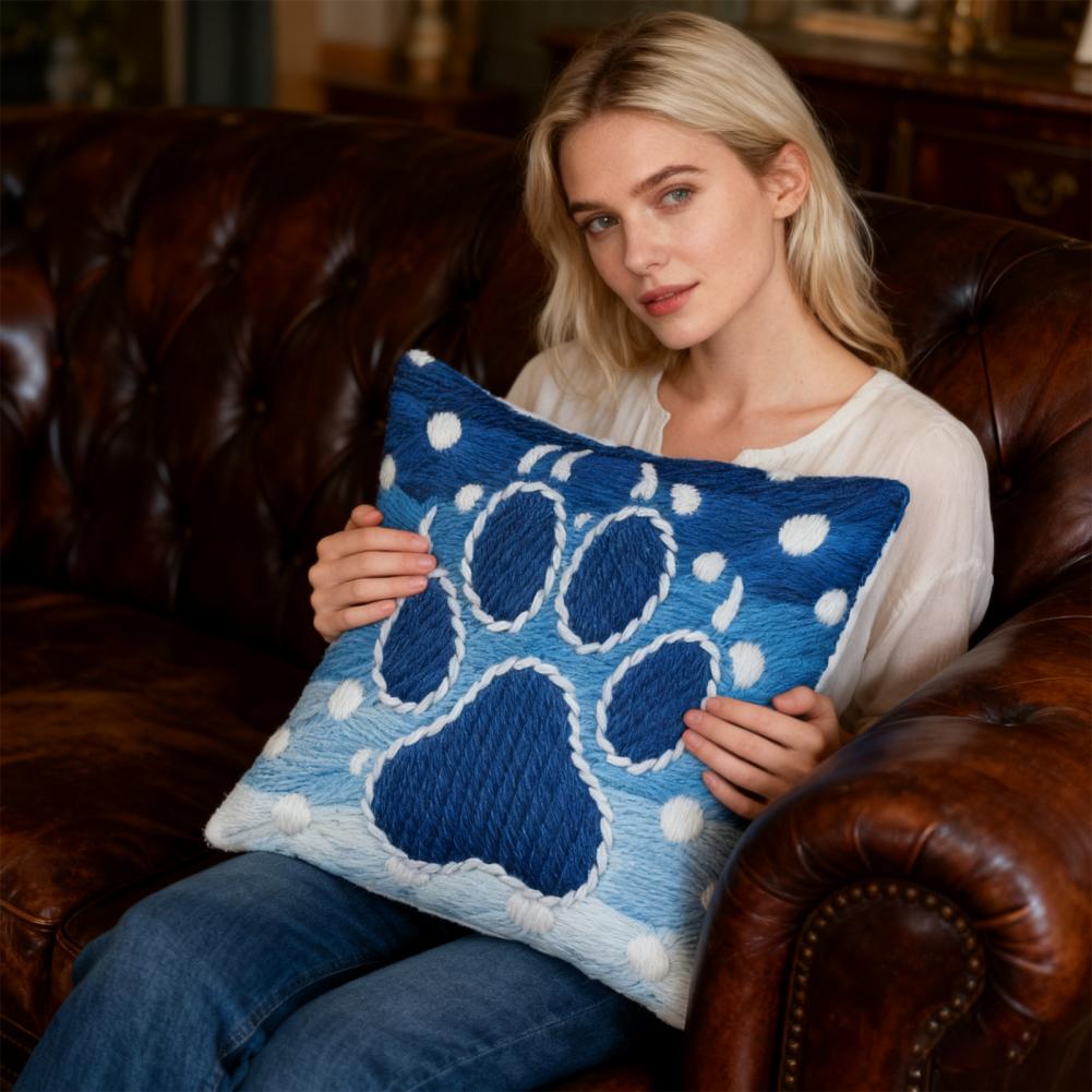 45x45CM Blue Paw Dotted Pillowcase Home Living Room Bedroom Sofa Bed Decorative Square Cushion Cover