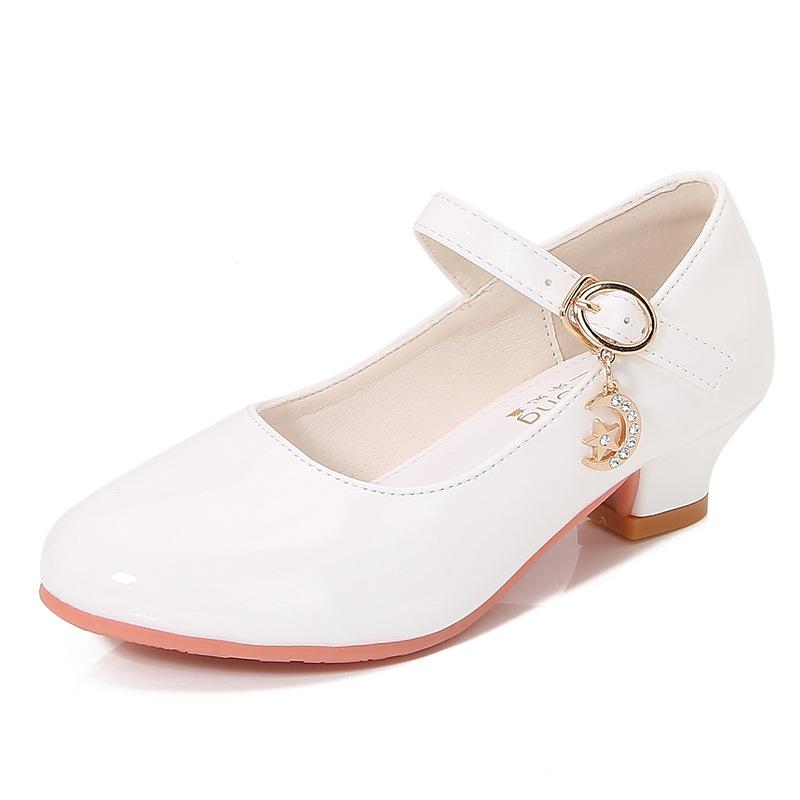 

Девочки Высокие Каблуки Новые Белые Туфли Принцессы из Кожи Детская Обувь для Выступлений Студенческая Обувь-40Детская Обувь для Танцев5 35 белый