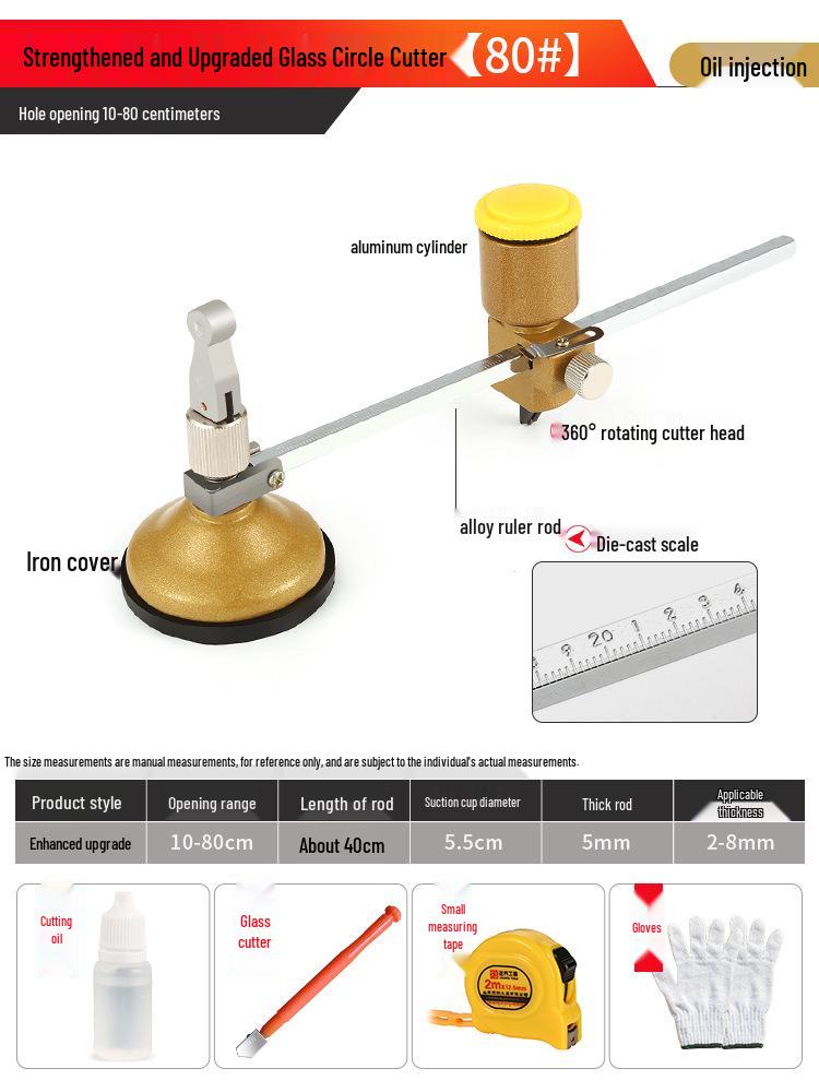Circular Glass Cutter: Precision Tool for Drawing and Cutting Round Holes