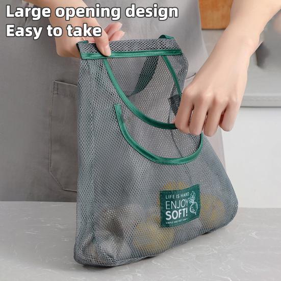 Kitchen Hanging Mesh Bag Fruit Vegetable Storage Net Bag Large Capacity Strong Load-bearing Ventilated Ginger Garlic Reusable Storage Bag