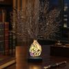 Creative Gift for Home Tree of Life Resin Night Light, Colorful Gemstone Mosaic LED Table Lamp with Solid Wood Base Base, Vintage Art Desktop