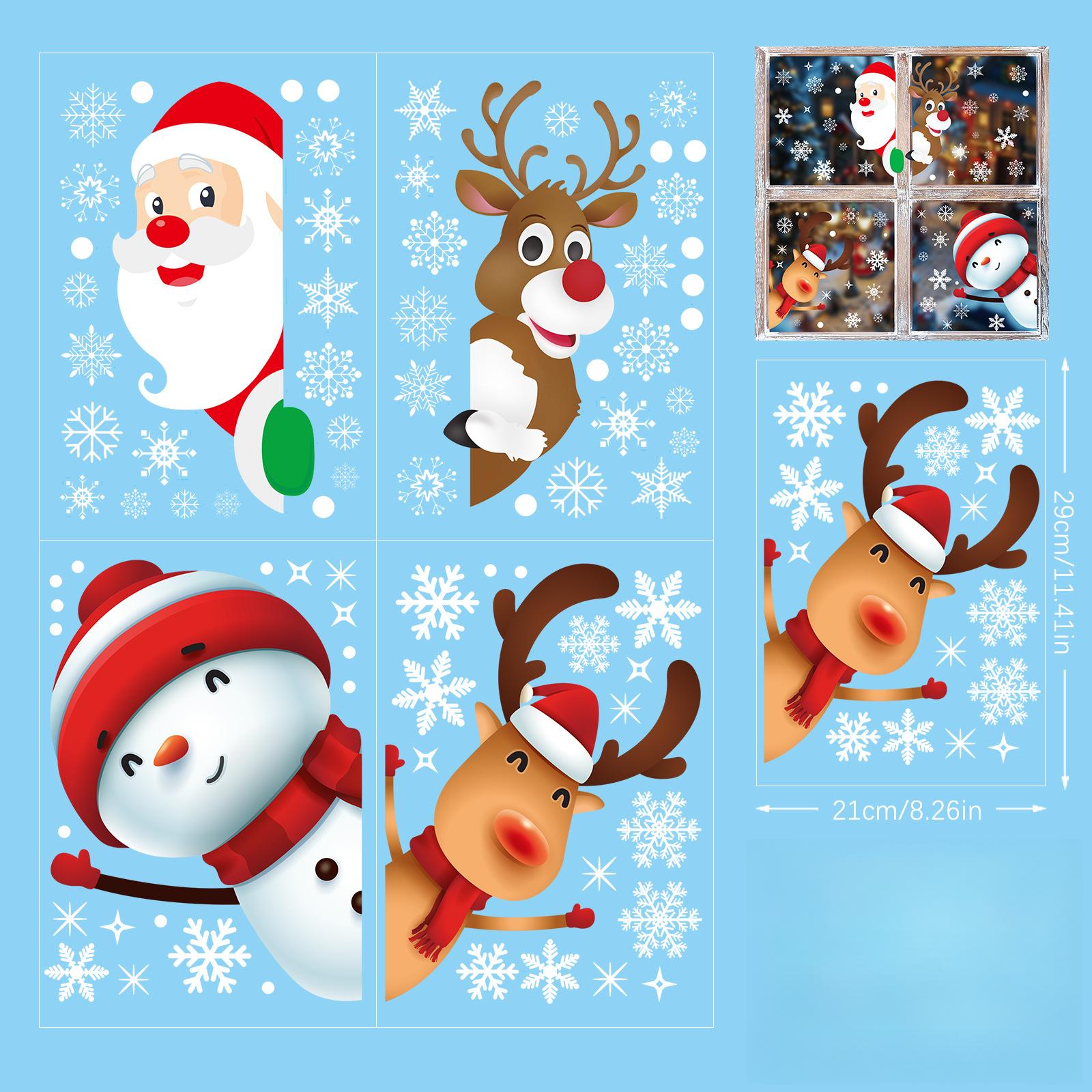 

Christmas static stickers Santa Claus Cute Snowman Elk Gift Pendant Christmas Party Showcase Window Glass A