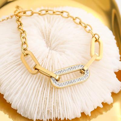 Korean-Style Geometric Full Diamond O-Shaped Stainless Steel Anklet - Trendy and Sexy Titanium Jewelry.