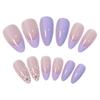 Almond Short Nail Art Wear Nail Purple Flower French Patch Nail Patch False Finger Sticker Extension Nail