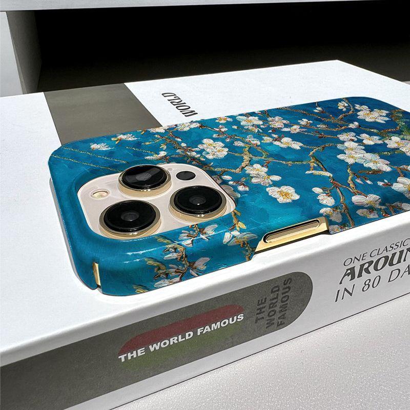 Van Gogh Blooming Almond Phone Case for Apple iPhone 17 ProMax- Vintage Double-layer Shockproof Full Cover On iPhone 17/16/15/14/13/12/11/Pro/Plus