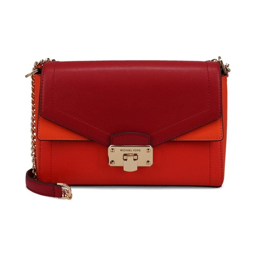 

Michael Kors Mk Kinsley Leather Color Block Shoulder Crossbody Bag Women bags Orange 35S0GYKF2T-CLEMNTNE-MLT Basic Set (Bag+Dust Bag)