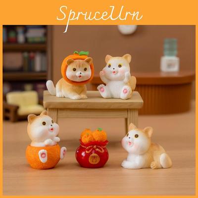 Resin Orange Cat Miniatures Blind Box Cute Desktop And Car Decorations