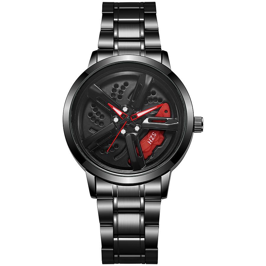 Сплавные Поворотные Мужские Часы С Кварцевым Механизмом И Стильным Дизайном В Виде Колеса Автомобиля Для Повседневной Носки красный