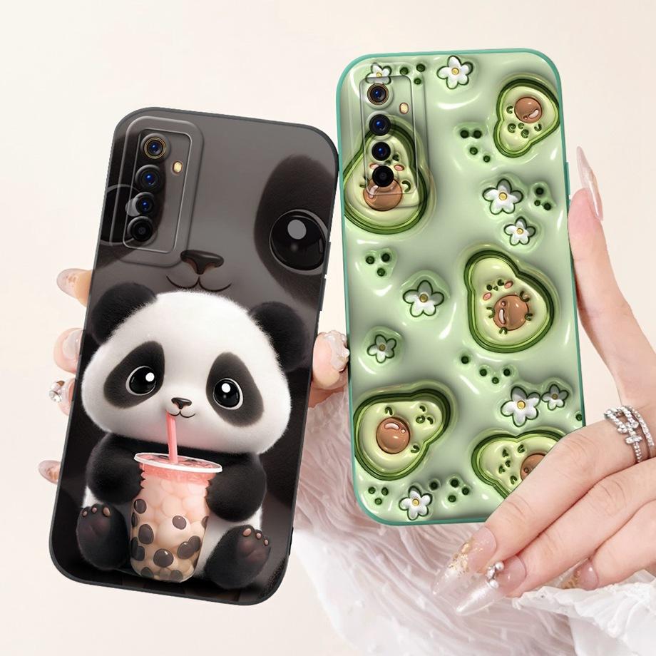 Coole Zachte Siliconen Hoesje Voor Realme 6 Pro / Realme6 Telefoonhoesje Vloeibare Siliconen Cover Voor RMX2001 RMX2061 RMX2063 Konijn Panda