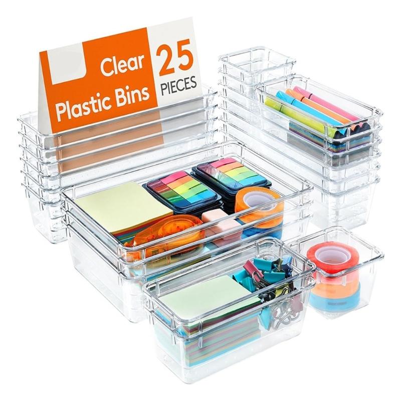 16/25 Pcs Kitchen Organiser Drawer Divider Drawer Organiser Dressing Table Organiser Make Up Organiser for Bedroom