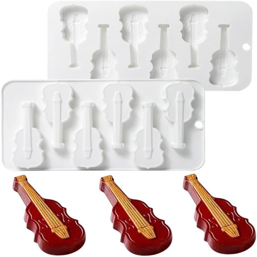 6-Cavity Violin-shaped Chocolate Mold Heat-Resistant Baking Molds Candy Molds  for Dessert Baking