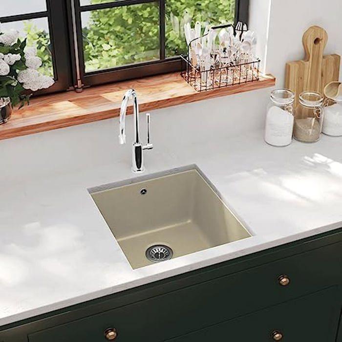 Évier de Cuisine - VIDAXL - Lavabo Réversible Encastré - Granit Beige - 1 Bac - 420x460mm