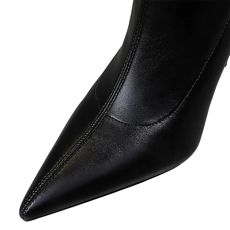 European and American style fashion minimalist high heels with pointed toes sexy winter nightclub over the knee boots