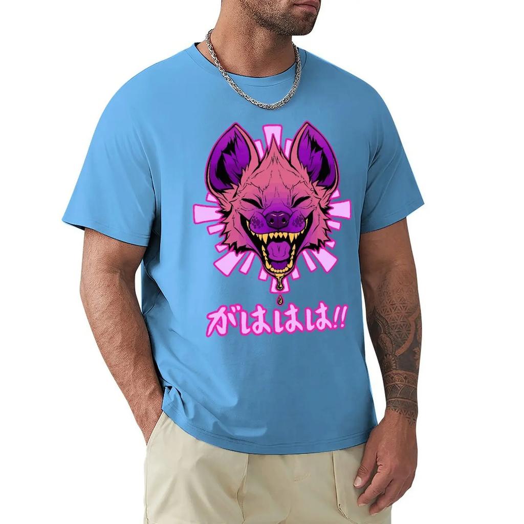 Kawaii Japanese Vaporwave Hyena GAHAHA Furry Wildlife Safari T Shirt Harajuku Short Sleeve T-shirt Cotton Graphics Tshirt Tops