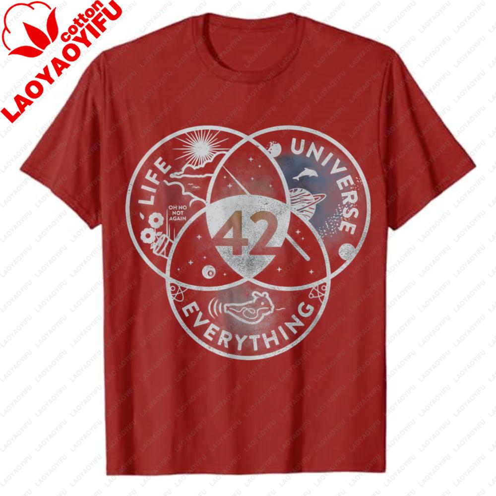Distressed Hitchhikers Guide To The Galaxy Venn Diagram Life The Universe and Everything 42 Life Casual Style Graphic TShirt