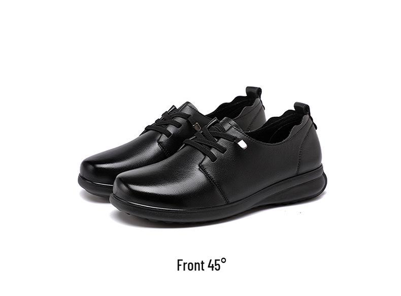 Red Dragonfly Women's Genuine Leather Flat Casual Shoes - Soft Sole Cowhide Mother’s Spring Work Shoes