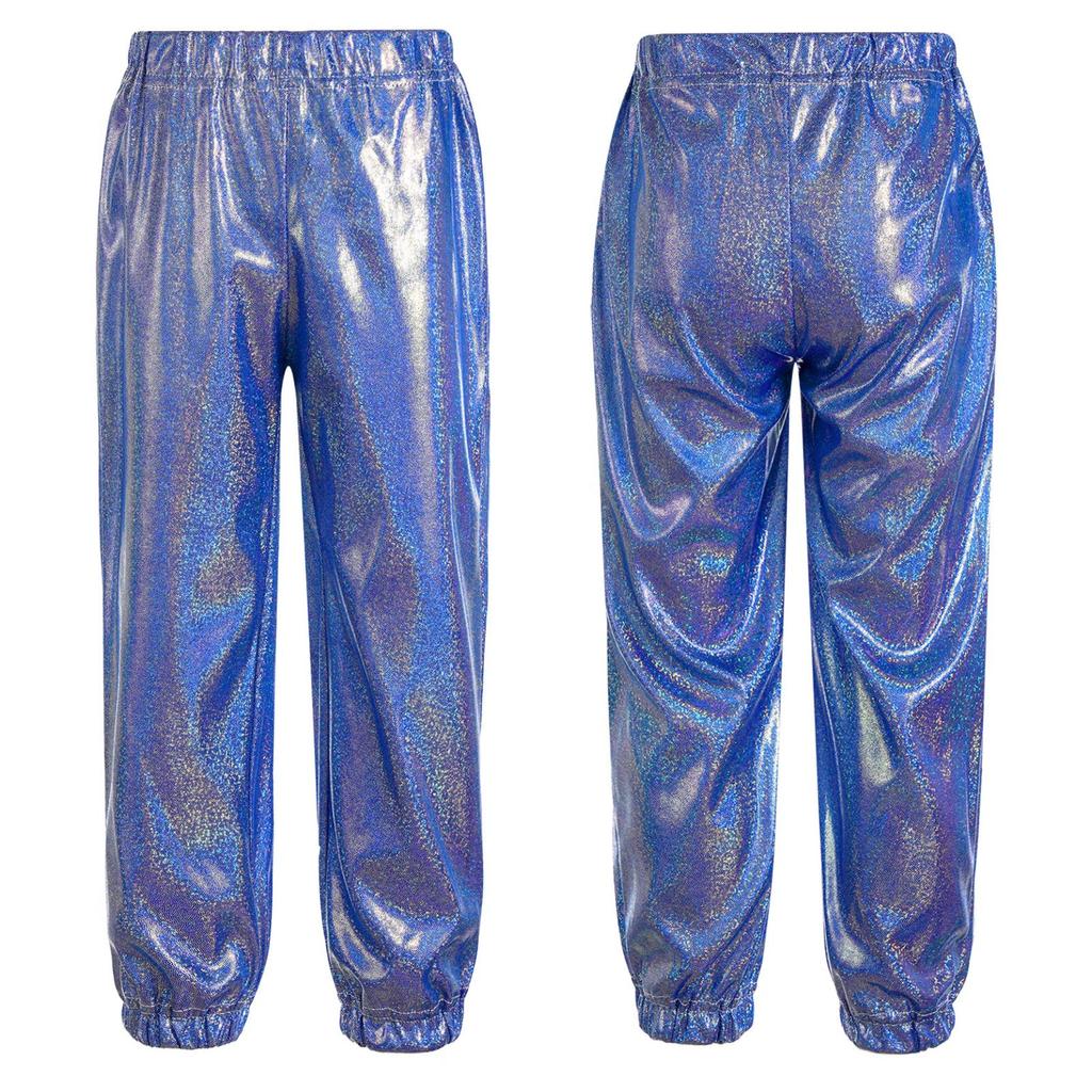 Crianças Meninas Meninos Calças Metálicas Brilhantes Calças Brilhantes Crianças Jazz Dança Palco Performance Traje