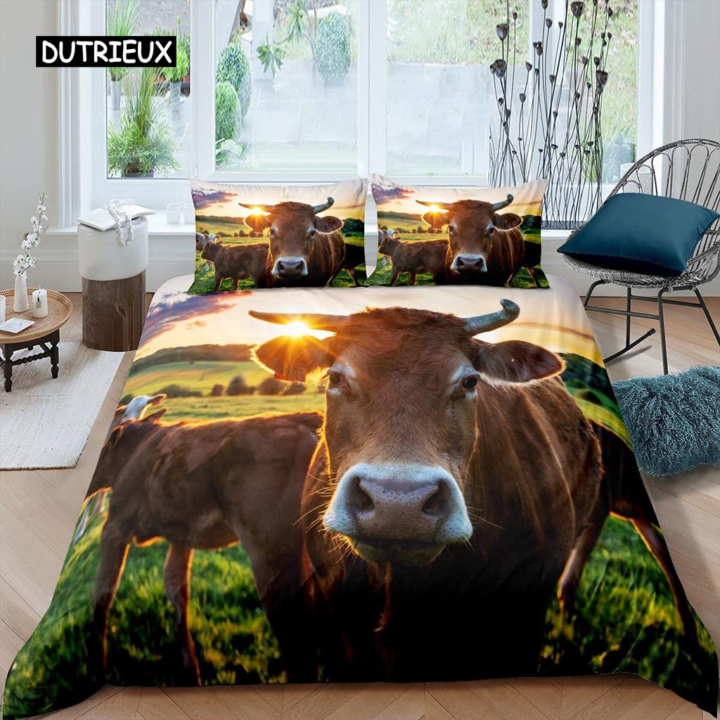 Schaf-Bettbezug, King-Queen-Size, schönes Bettwäscheset mit Bauernhoftieren für Kinder, Teenager und Erwachsene, weiße Ziege, 2/3-teilig, Bettbezug, Kissenbezug