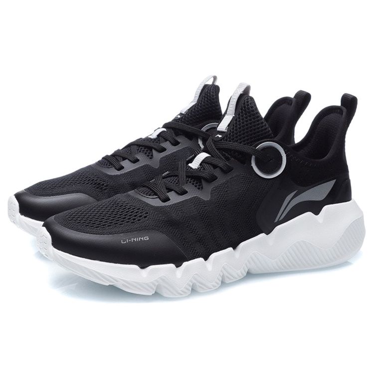 Li Ning Ln Flex Fabric Shock Absorbing Non-Slip Wear-Resistant Breathable Lightweight Low-Top Sports Casual Shoes Men Sneakers Black White ARKR005-1