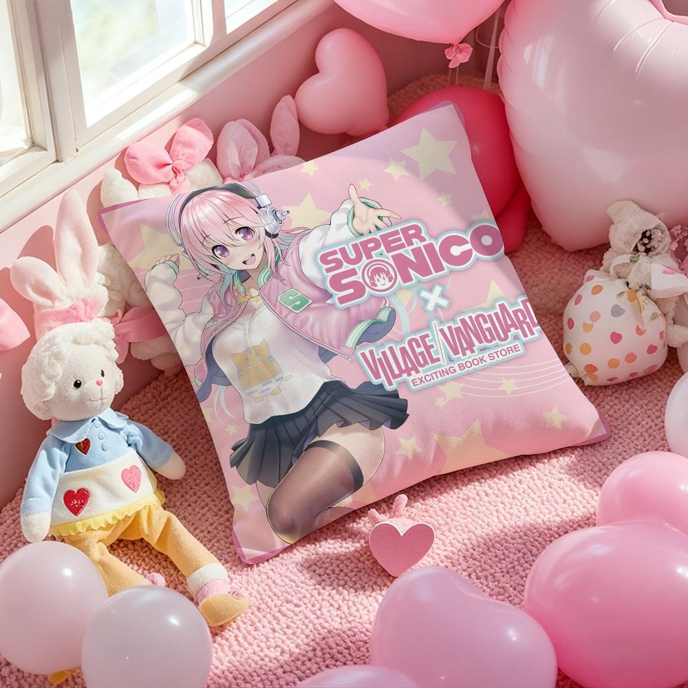 Anime Super Sonico Manga Classic Cushion Cover Pattern Printed Pillowcase for Living Room Sofa Cushion Cover & Bedroom Decor