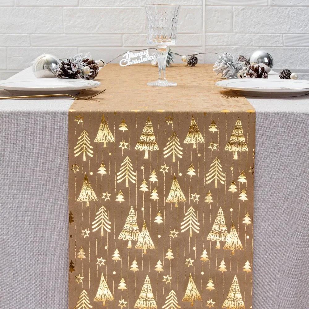 Table Runner Polyester Christmas Tablecloth Home Supplies Navidad Table Flag Snowflake Printed Table Cover Kitchen Use