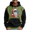 Men's Christmas Print Color Block Hooded Casual Sports Comfort Sweatshirt