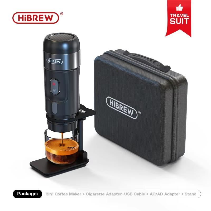 New HiBREW Portable Coffee Maker Expresso Coffee Maker for Nexpresso Capsules Coffee Powder for Car Camping H4A