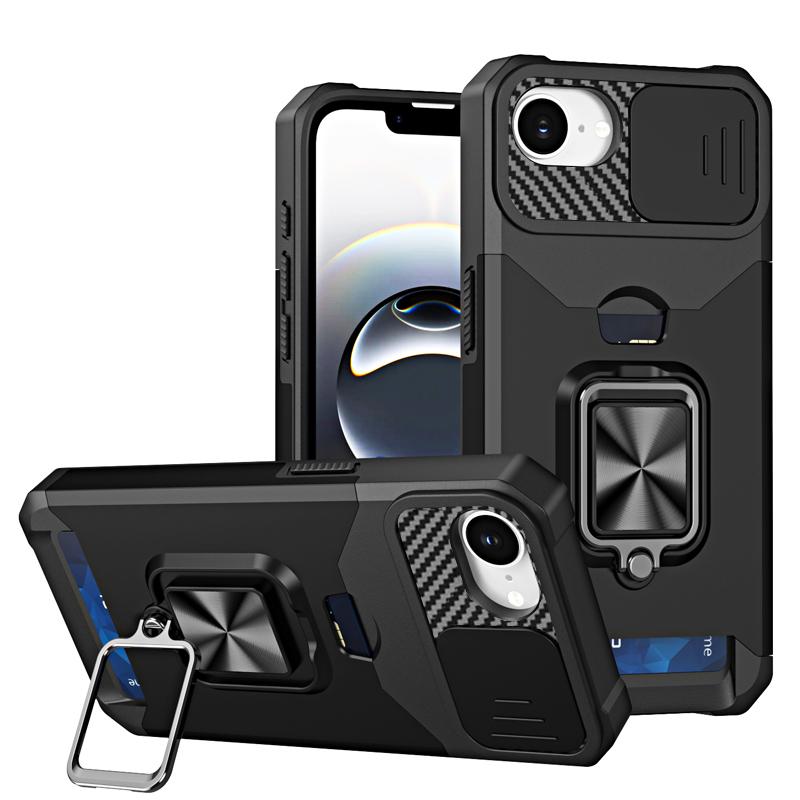 Stoßfestes, schweres Hartschalenetui mit Metallständer und Kartensteckplatz für das iPhone 16 Pro Max 15 Pro Max 14 Pro Max