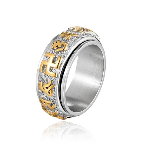 2025 ექვსმარცვლიანი სპინერი ბეჭედი 360° მბრუნავი უნისექს ბეჭედი - სტრესის მოხსნა ზომები 7-12 ოქრო/ფოლადი/ მამაკაცის ტრენდული საჩუქრები