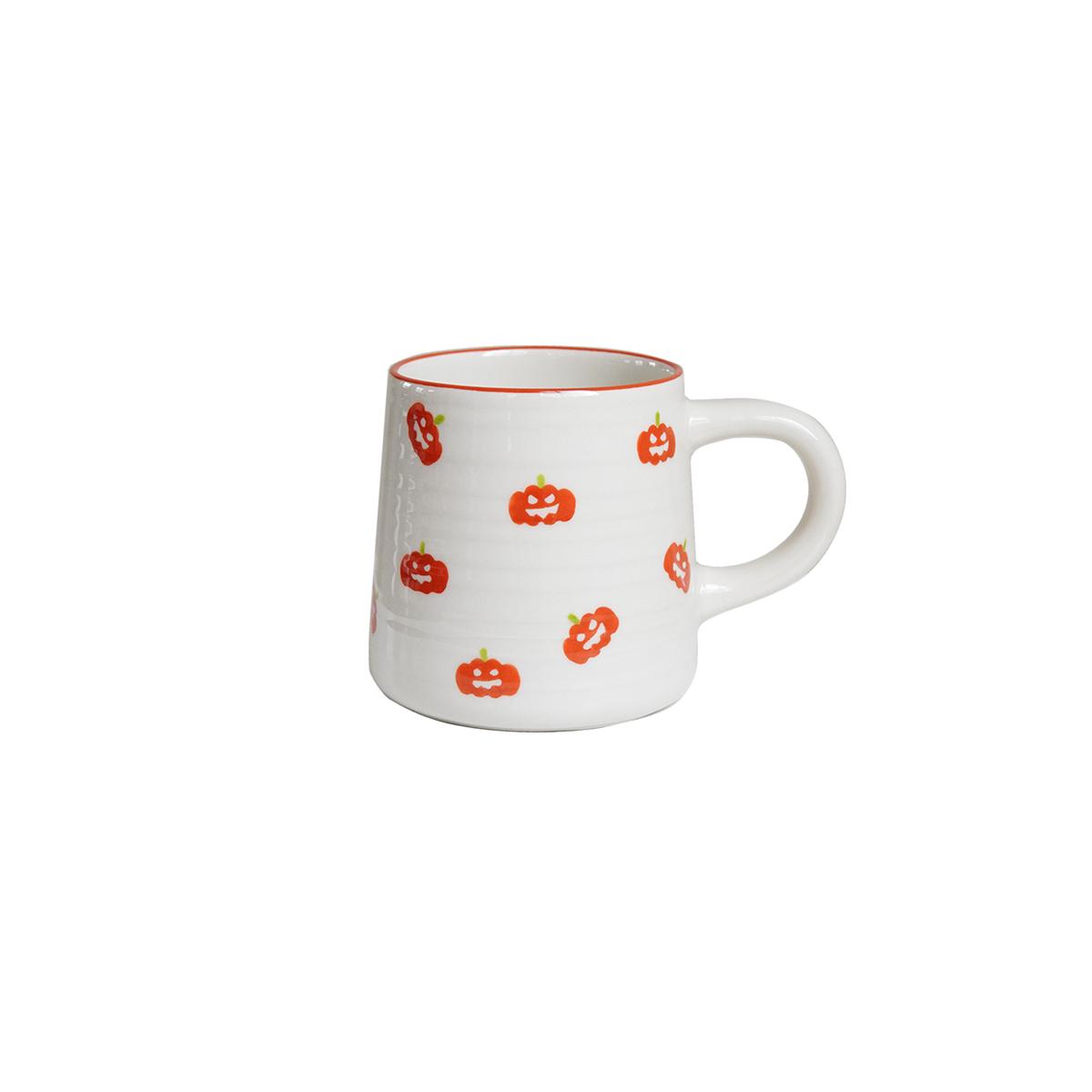

Halloween Ceramic Mug, Circle Pattern Coffee Cup, Exquisite Pumpkin, Bat Pattern Small Capacity Coffee Espresso Cup, Suitable for Home Decoration 201-300ml