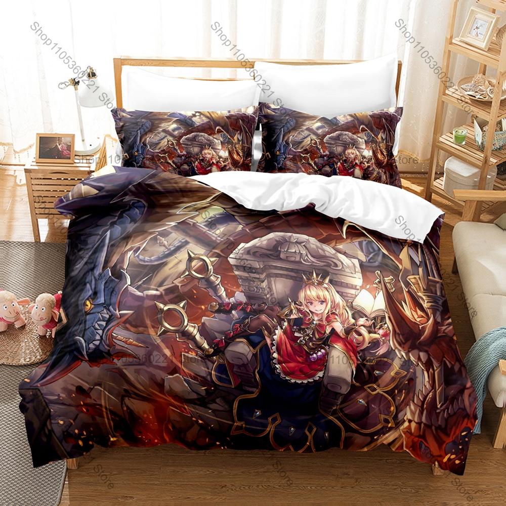 Granblue Fantasy GBF Relink Narmaya Zoya Fantasy Anime HD Print Bedding Set Duvet Cover + 2 Pillowcases Polyester Gamer Bedroom