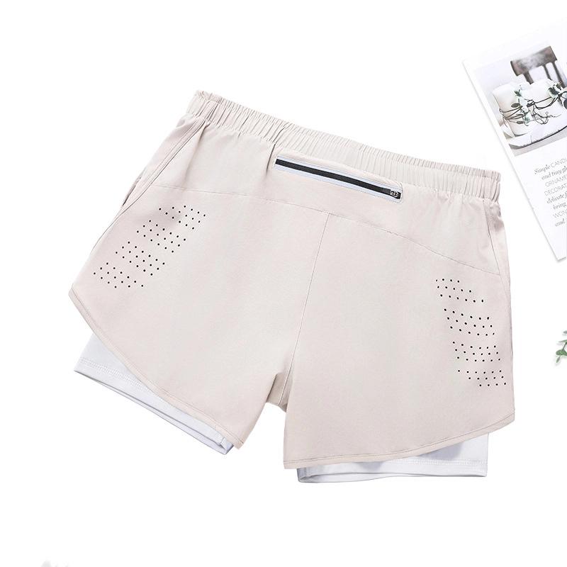 Herren Sommer Sportshorts Schnelltrocknend Atmungsaktiv Doppellagig Anti-Exposition Fake Zweiteilig Trainingsshorts Fitness Laufshorts