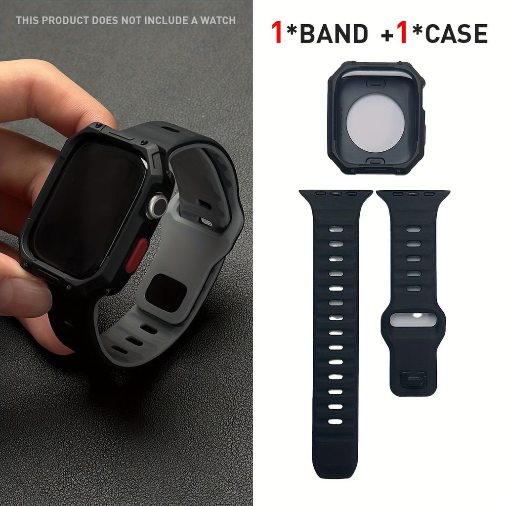 2pcs Adjustable Strap + Hollow Out TPU Shockproof Case For Apple Watch Ultra/SE/10-1 Soft Smartwatch Accessories