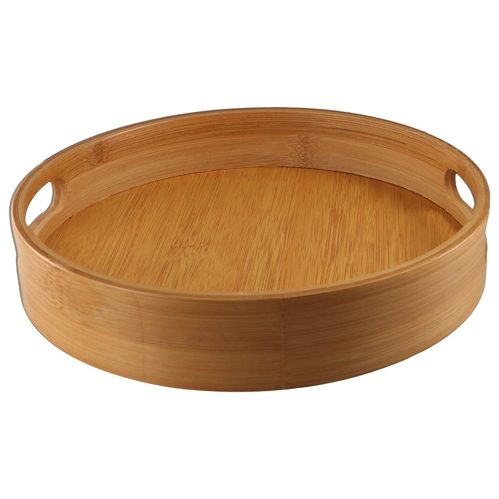 

Light Tea Food Dish Simple Drink Platter Food Tray Wooden Round Tray Home Decoration XS