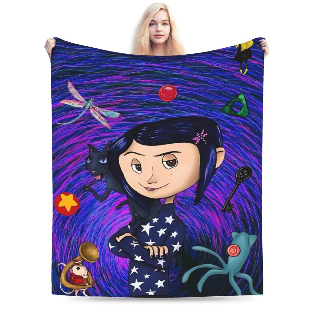 Coralines Flannel Blankets Winter  Warm Bedding Throws for Girls Boys Living Room Funny Bedspread Sofa Bed Cover