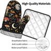 Cute Black Mushroom Fairy Tale Oven Mitts and Pot Holders Sets of 3, Heat Resistant Black Hot Pads Witchy Oven Gloves for Cooking Grilling Baking
