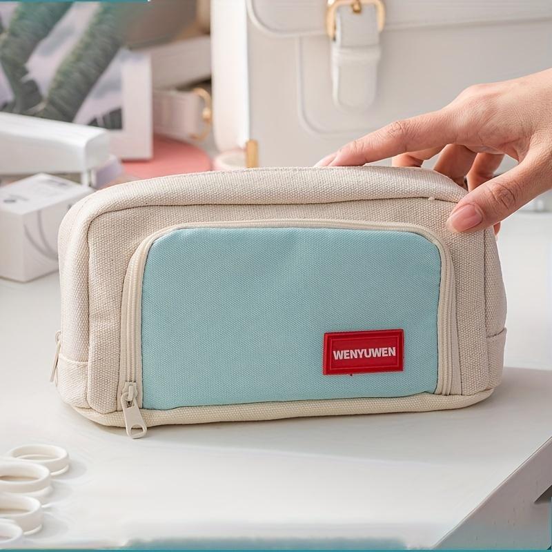 1Pc Large Opening Pencil Pouch -  Style Japanese High - Value Student Stationery Storage Bag