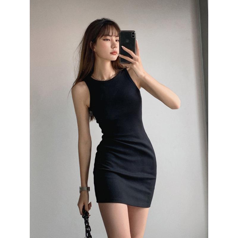 Slim Black Sleeveless Spaghetti Strap Dress - 2026 Spring/Summer Collection S