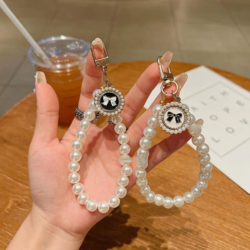 Simulation Pearl Keychains Love Flower Pendant For Bag Car Doll Pendant Beaded Key Charm Decoration For Women Mobile Phone DIY