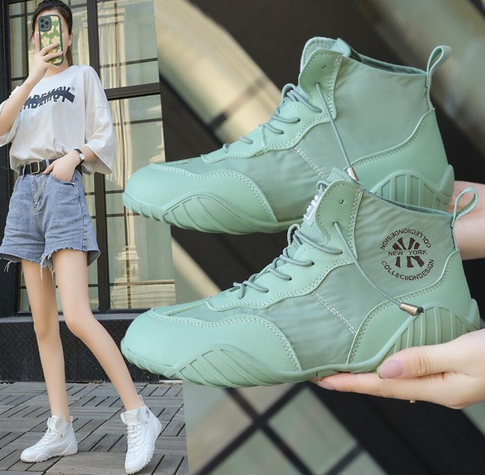 Moda Primavera Estate Donna Scarpe Alte in Tela Verdi Sottili Traspiranti Versatili Scarpe Coreane Tendenza Sneaker Casual Leggera da Donna