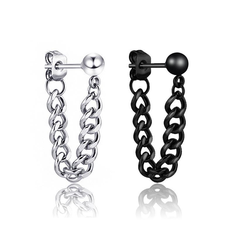 Orecchini a perno punk con bilanciere in acciaio inossidabile e cristallo, alla moda, da regalo, neri e argento