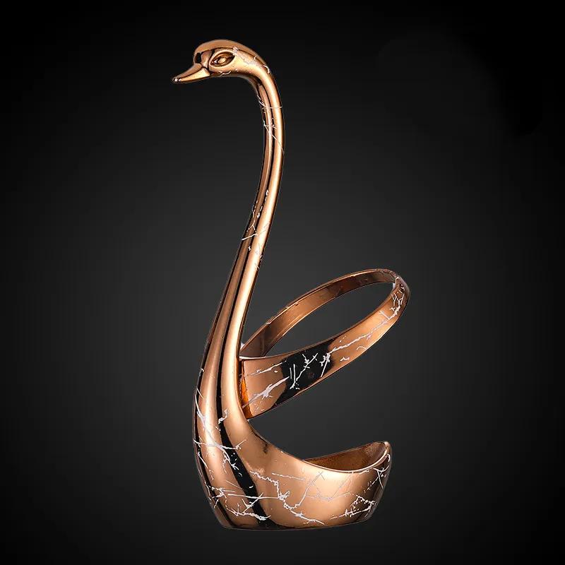 304 Stainless Steel Fruit Fork Cake Mooncake Fork Dessert Coffee Spoon Swan Shaped Base Combination Fruit Tableware Set YLE531