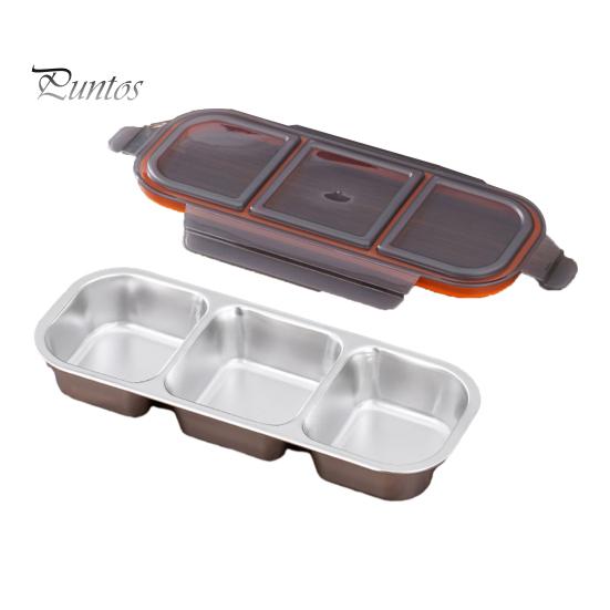 

Контейнер для перекусу з кришками, герметичний ланч-бокс, багаторазова ємність для приправ, 2/3 відділення, соусниці, розділені контейнери для зберігання їжі для школи, подорожей 3Grids чорний