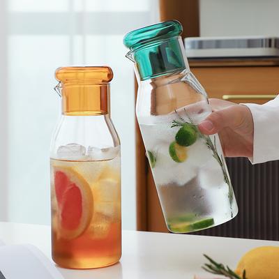 Minimalist Glass Water Bottle with Lid Home Use High Temperature Resistance Kitchen Drink Items Lemon Cold Water Kettle Jug Gift