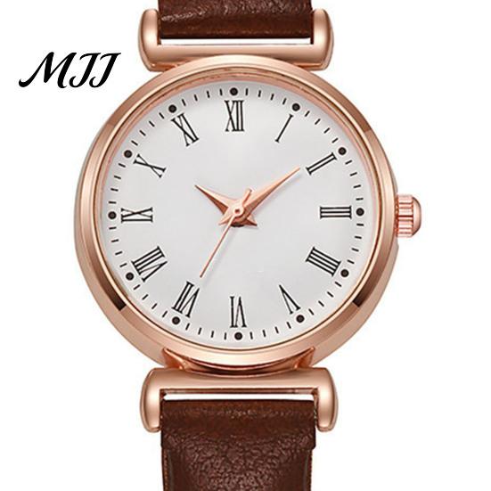 Formal Women Watch Analog Quartz Watches for Fashion Adjustable Leather Strap Wristwatch Elegant Easy Ladies Read Roman Numerals Dress Gifts Mom Wife