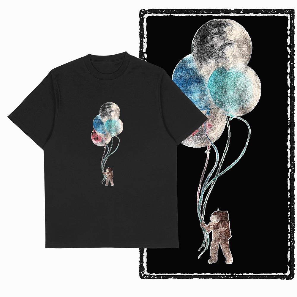 

Летняя футболка из 100% хлопка с принтом крутого астронавта и луны, с круглым вырезом, большая, в стиле ретро, черная, мужская, оригинальная, дышащая, с коротким рукавом 4XL