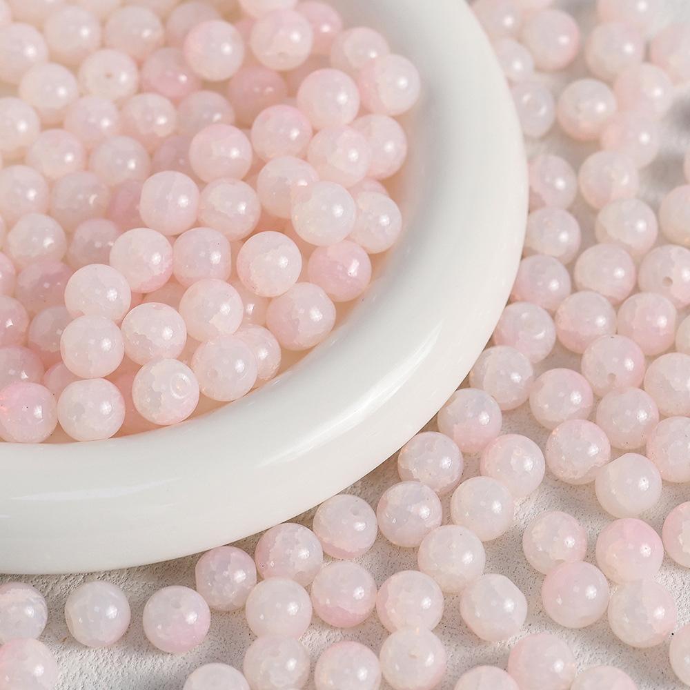 Yori 40pcs 10mm Imitation Crack Glass Beads Round Loose Spacer Beads for Jewelry Making DIY Bracelets Phone Chain Accessories
