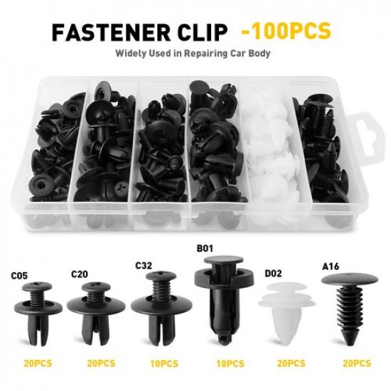 Parts Car Body Plastic Bumper Fender Tool Trim Retainer Fastener Clips Kit 100Pc