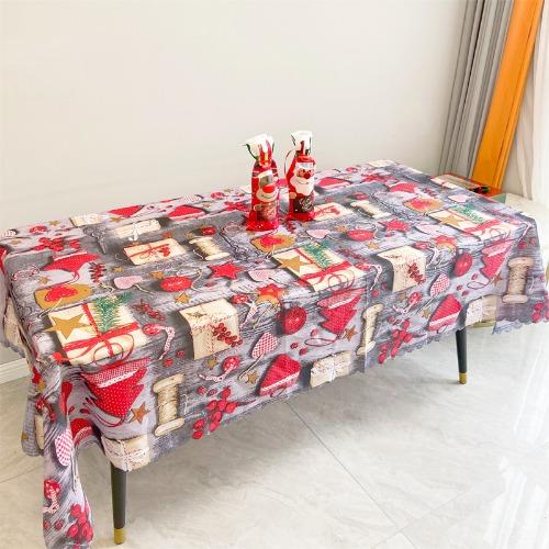 

Уникальный чехол для скатерти с принтом для рождественского декора с куклами Санта-Клауса, эльфа и гнома